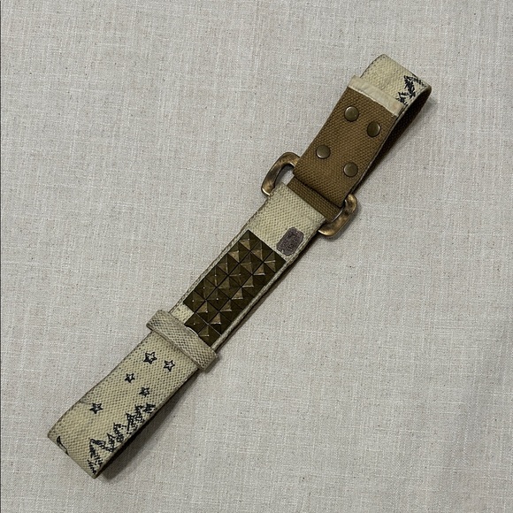 We The Free Accessories - Free People We the Free Belt Studded Canvas Mountain Design and Large Buckle